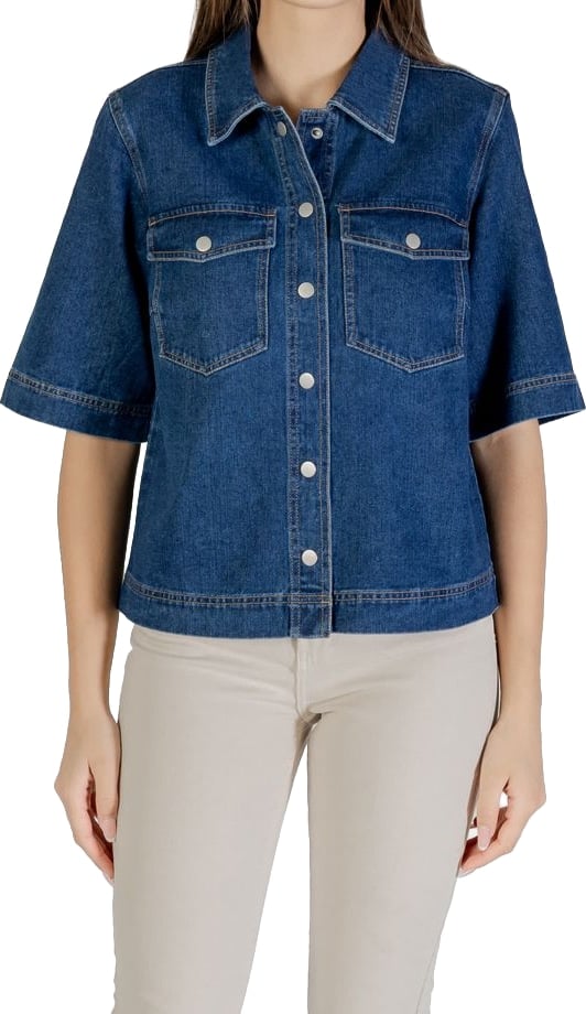 Only Blue Cotton Shortsleeve Shirt