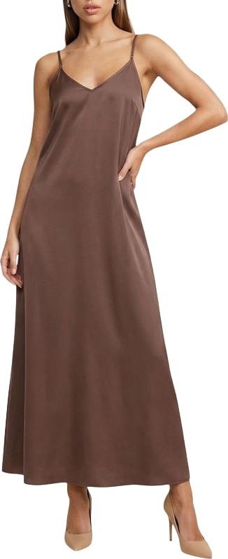 Only Brown Viscose Long Dress