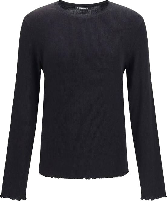Elongated Ribbed Texture Long-Sleeve Top