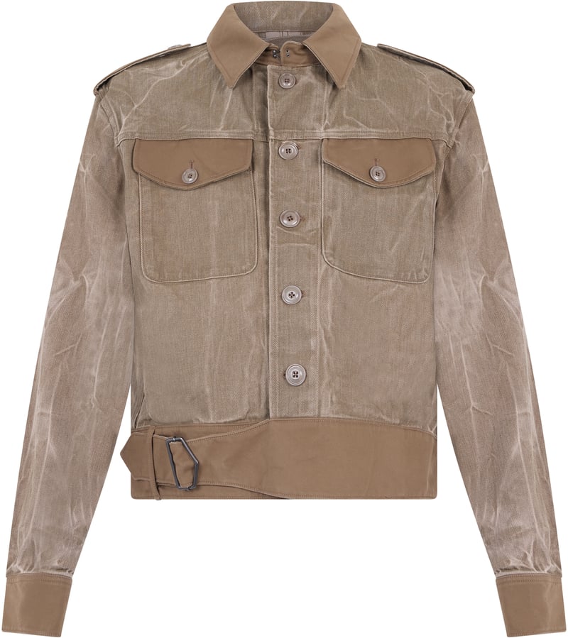 Denim jacket with applied pockets