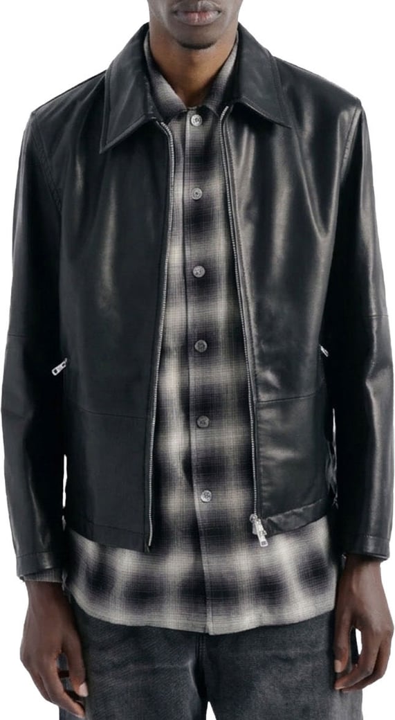 Rework jacket void black natural horsehide