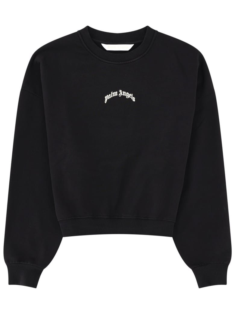 Neutrals Crop Crewneck Arched Logo Sweatshirt