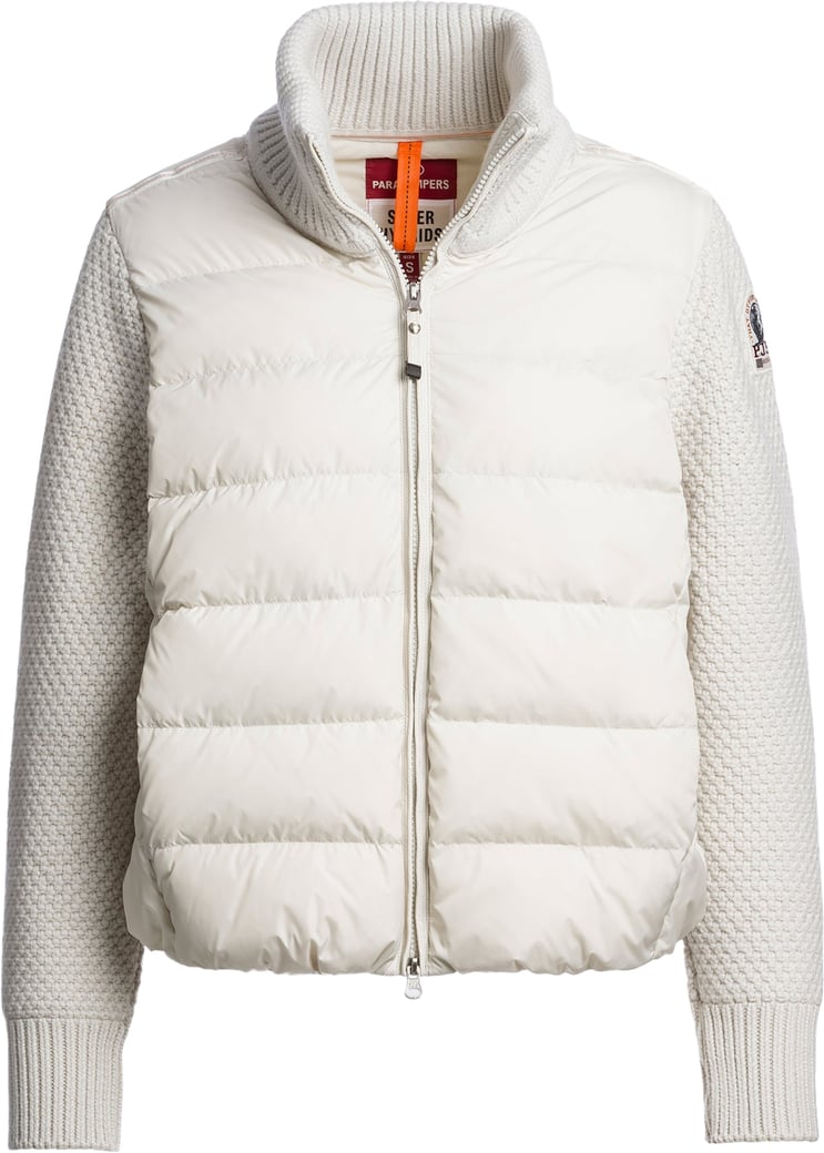 Dames Hybride cardigan met gewatteerde vulling Wit