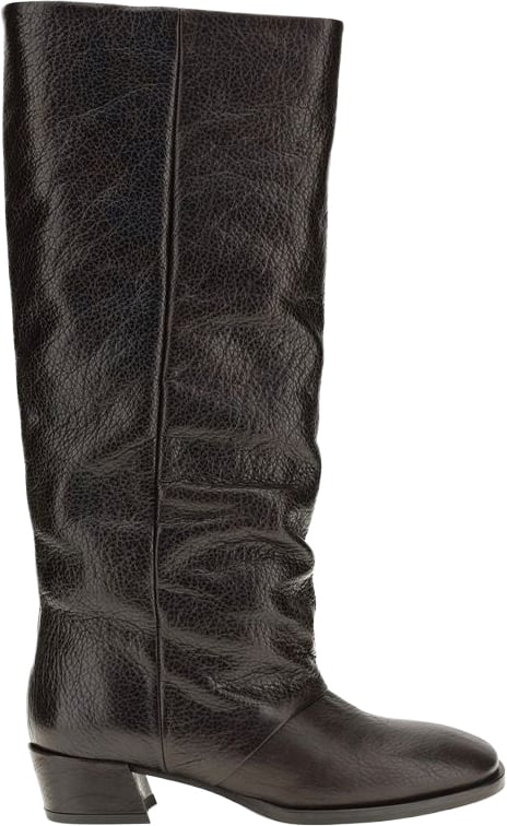 P.A.R.O.S.H. Brown Calf Leather Bos Taurus Flat Boots