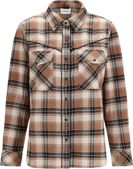 Brown Plaid Cotton Long-Sleeve Shirt