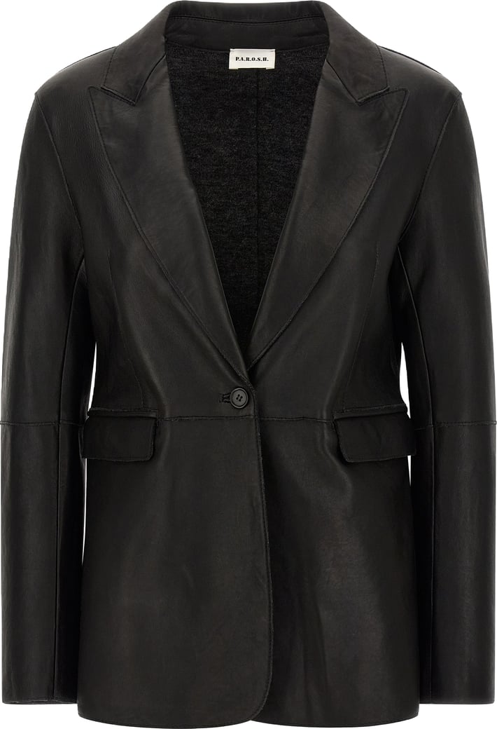 P.A.R.O.S.H. Black Lamb Leather Blazer