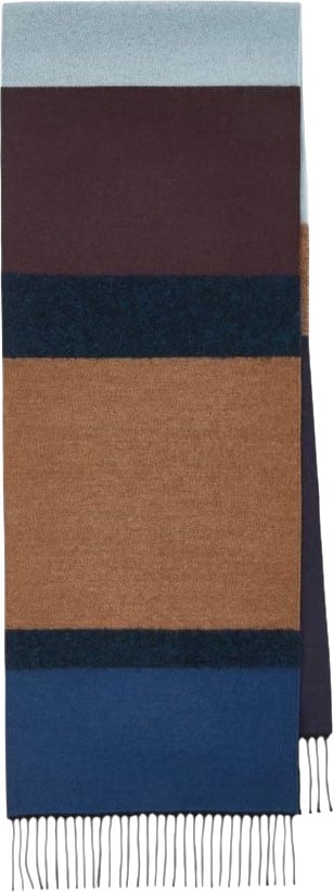 Echarpe bandes ciel marron camel 35x180 Paul Smith Homme M1A 150C W198 47
