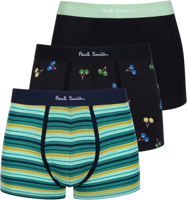 Pack boxer rayé vert noir fruits noir bande vert Paul Smith Homme M1A 914 W3PK93 1A
