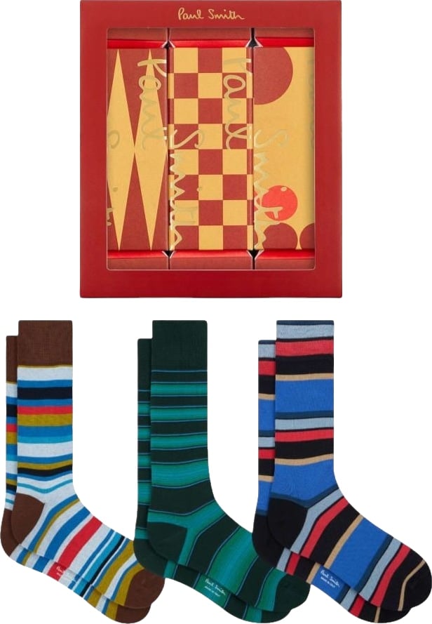 Pack 3 chaussettes rayures ciel bleu vert Paul Smith Homme M1A SOCK W3PCR 3