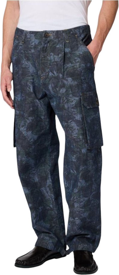 Pantalon cargo denim print jungle bleu vert Paul Smith Homme M2R A201P W22813 46