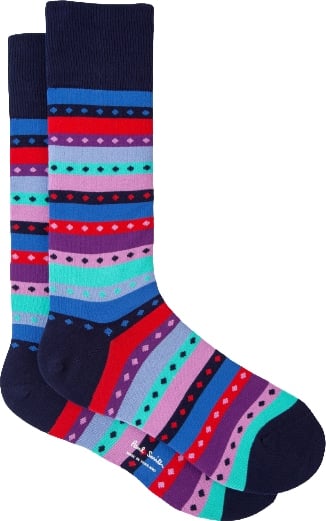 Chaussettes rayures navy rose rouge M1A 380KV HF671 47 Paul Smith Homme