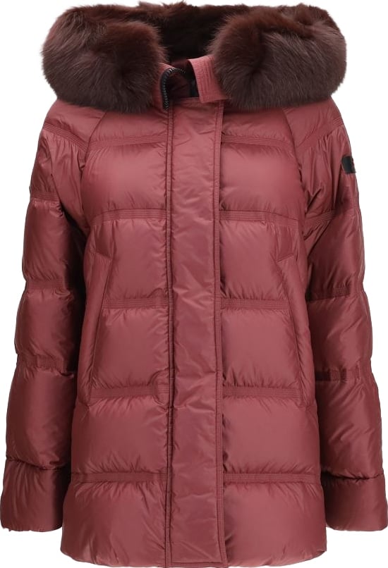 Plum Red Takan Mqn 04 Fur Recycled Down Jacket