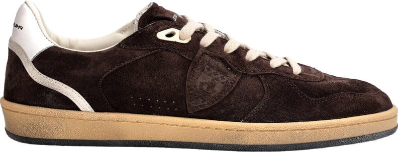 Heren Lage leren sneaker met subtiel detail Bruin