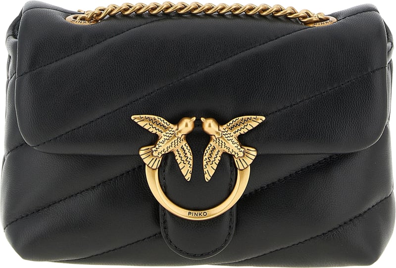 PINKO Black Lamb Leather Crossbody Bag