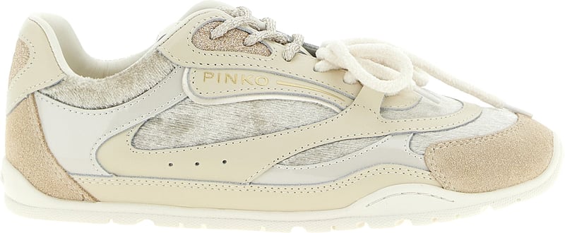 PINKO White Leather Low Top Sneakers