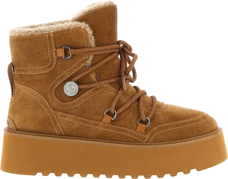 PINKO Brown Cowhide Flat Boots
