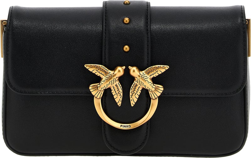 PINKO Black Calfskin Shoulder Bag
