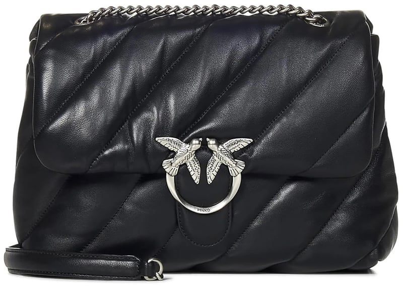 Love Bag Puff Large Shoulder Bag Black/Old Silver