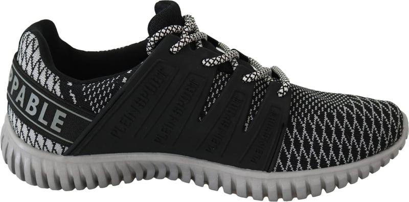 Plein Sport Black Polyester Runner Mason Sneakers Shoes