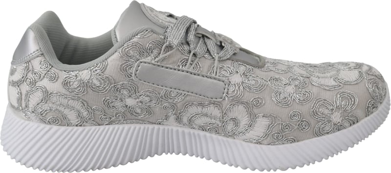Plein Sport Silver Polyester Runner Joice Sneakers Shoes
