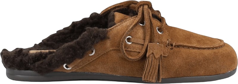 BOAT LOAFERS MULE FUR BEADS