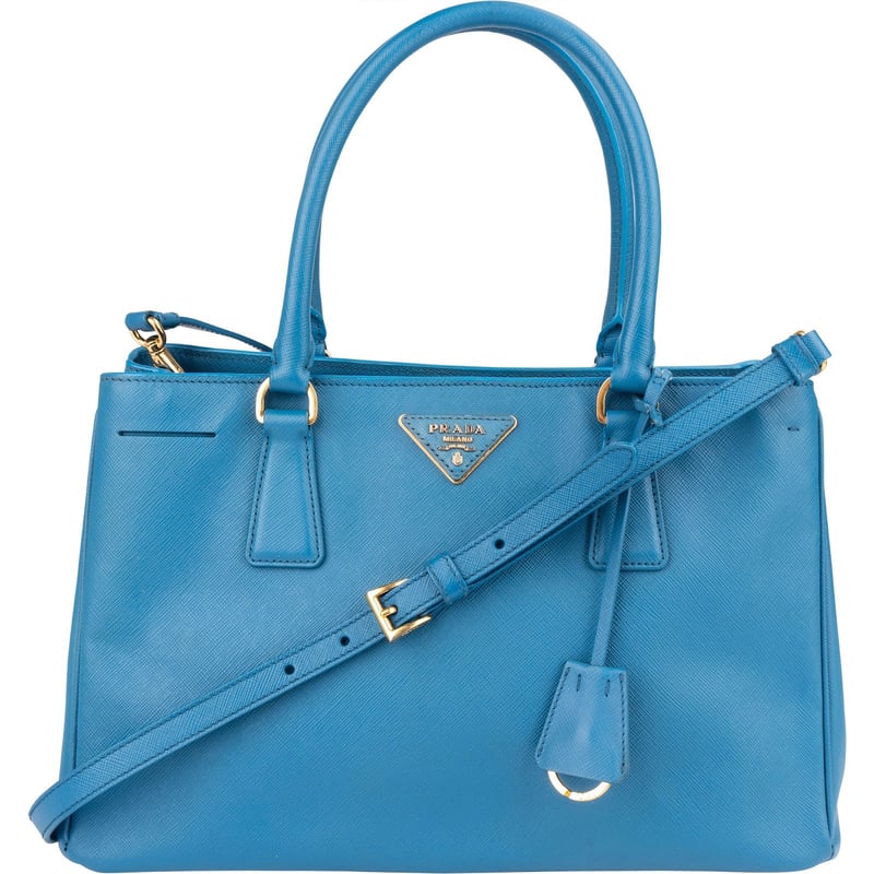 Prada Blue Saffiano Leather Galleria Handbag