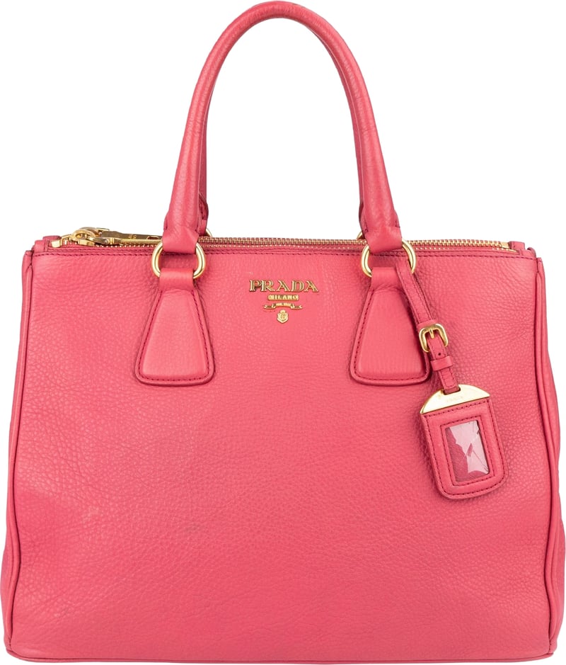 Prada Pink Leather Galleria Double Zip Tote Handbag