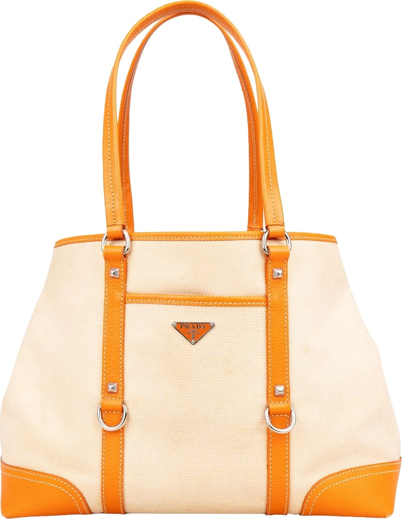 Prada Canvas and Leather Triangle Shoulder Bag