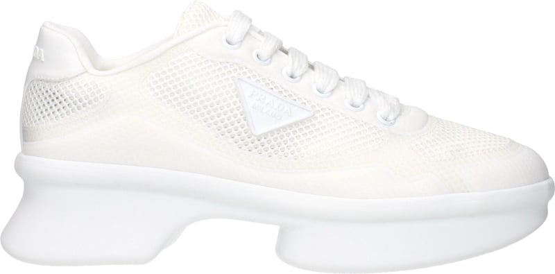 Prada White Fabric Low Top Sneakers