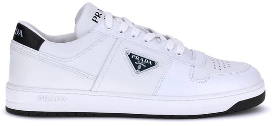 Prada White Calf Leather Bos Taurus Low Top Sneakers