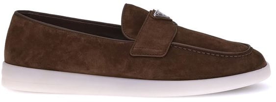 Prada Brown Calf Leather Bos Taurus Slip-On Loafers