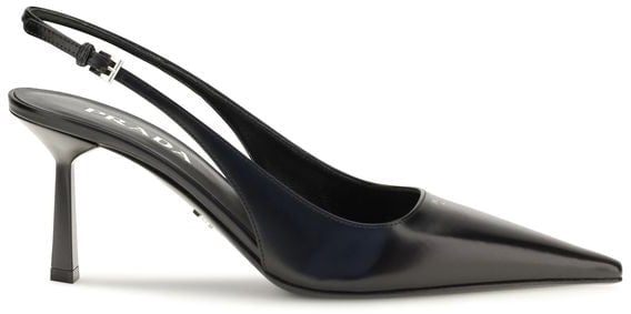 Black Pointed-Toe Slingback Pumps