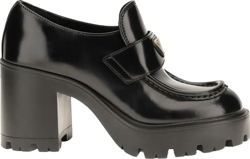 Prada Black Calf Leather Bos Taurus Platform Loafers