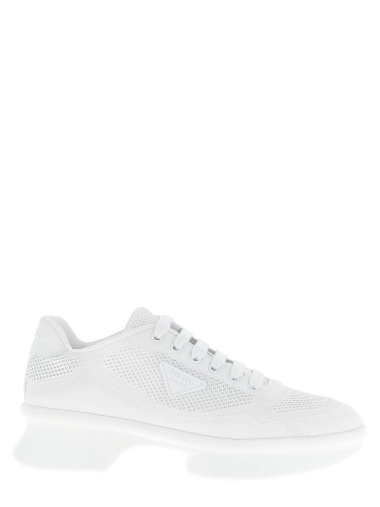 Prada White Polyester Athletic Sneakers