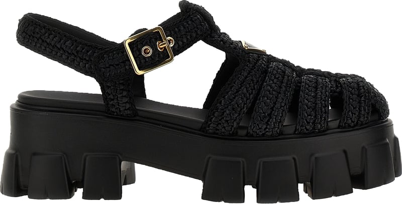 Prada Black Viscose Platform Sandals