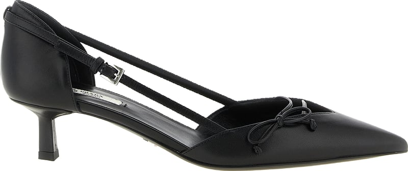Prada Black Goatskin Mid Heel Pumps