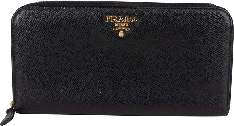 Prada Saffiano Leather Zip Around Wallet