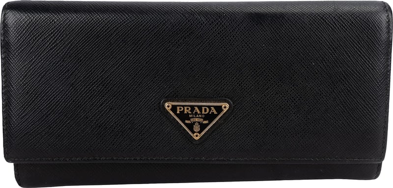 Prada Saffiano Leather Triangle Continental Wallet