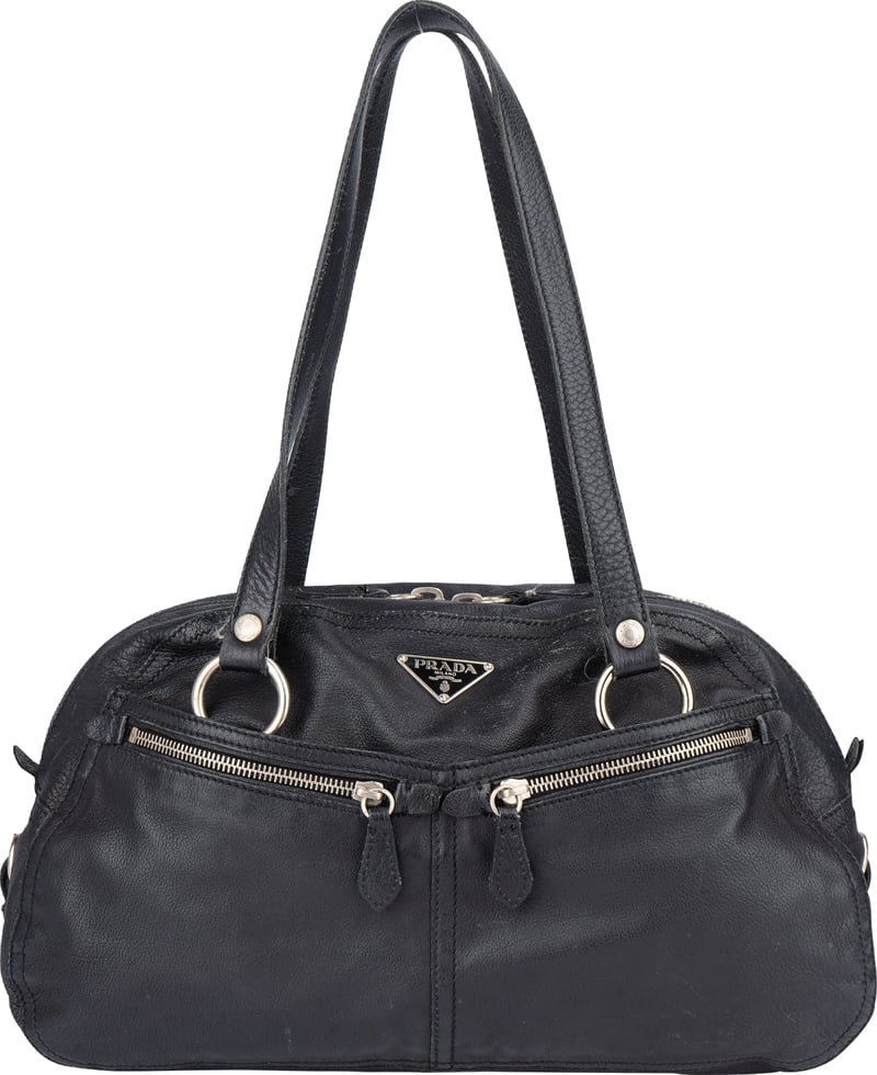 Prada Leather Twin Pocket Triangle Shoulder Bag