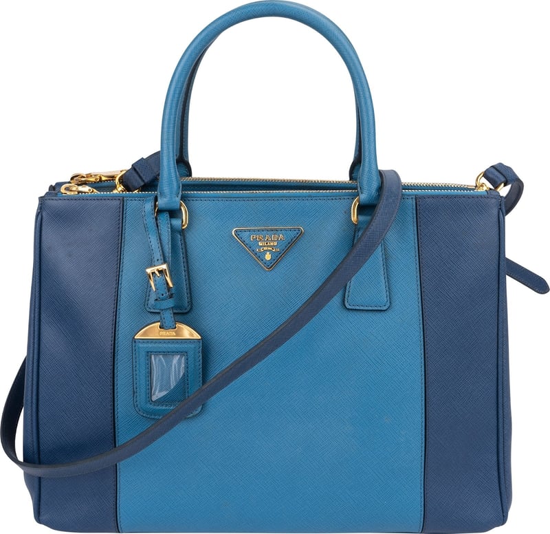 Prada Two Tone Saffiano Leather Galleria Handbag