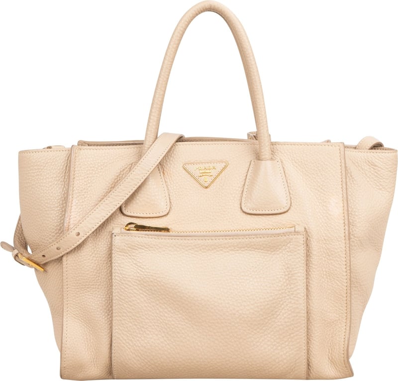 Prada Vitello Daino Leather Twin Pocket Luggage Shopper Handbag