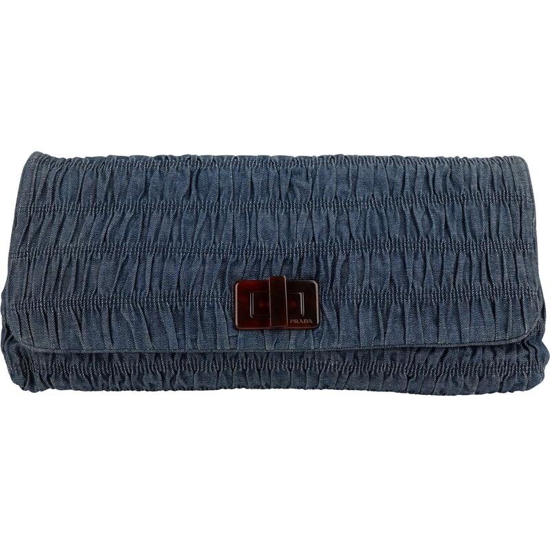 Prada Denim Gauffre Jumbo Clutch Bag