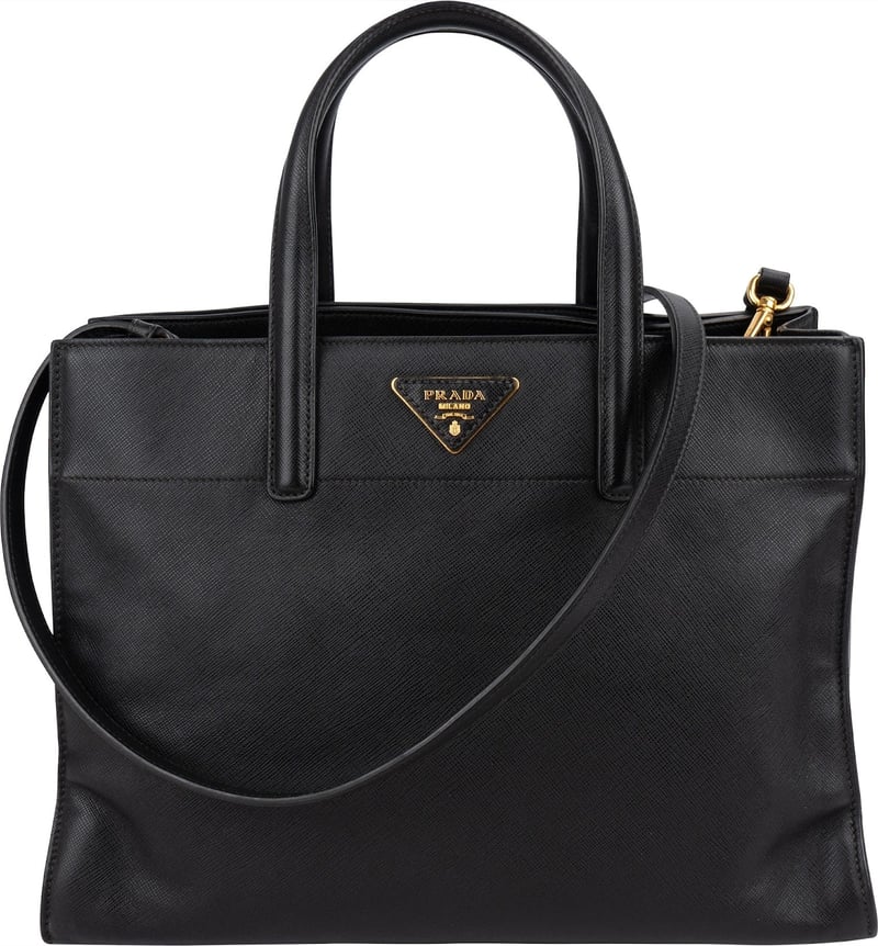 Prada Black Saffiano Leather Galleria Tote Handbag