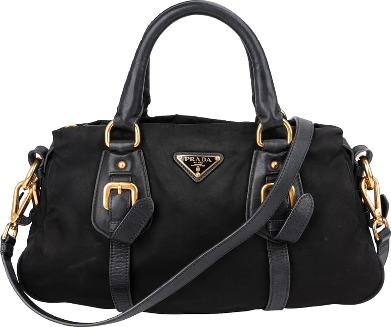 Prada Tessuto Leather Bauletto Triangle Handbag