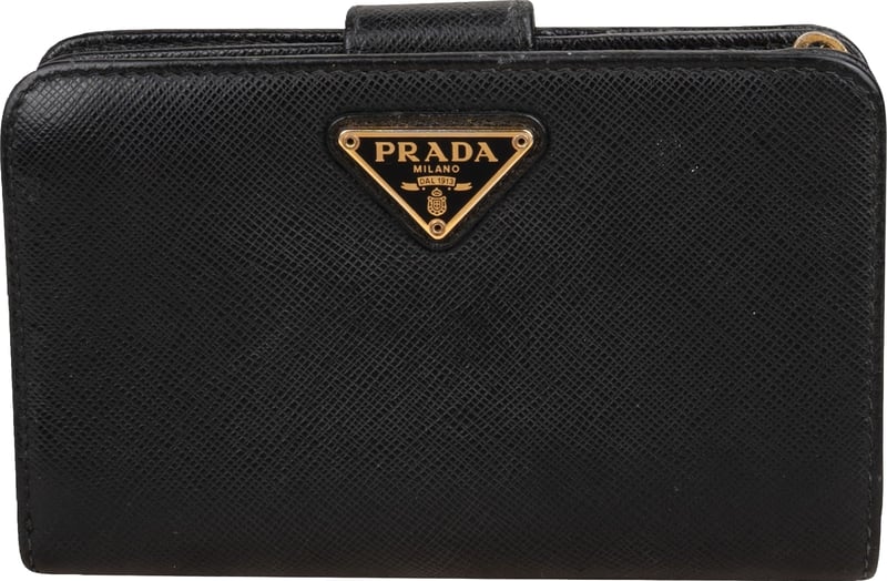Prada Black Saffiano Leather Compact Wallet
