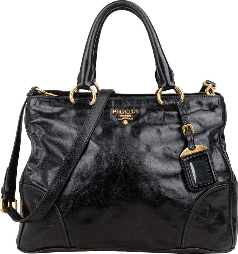 Prada Vitello Shine Leather Large Tote Handbag