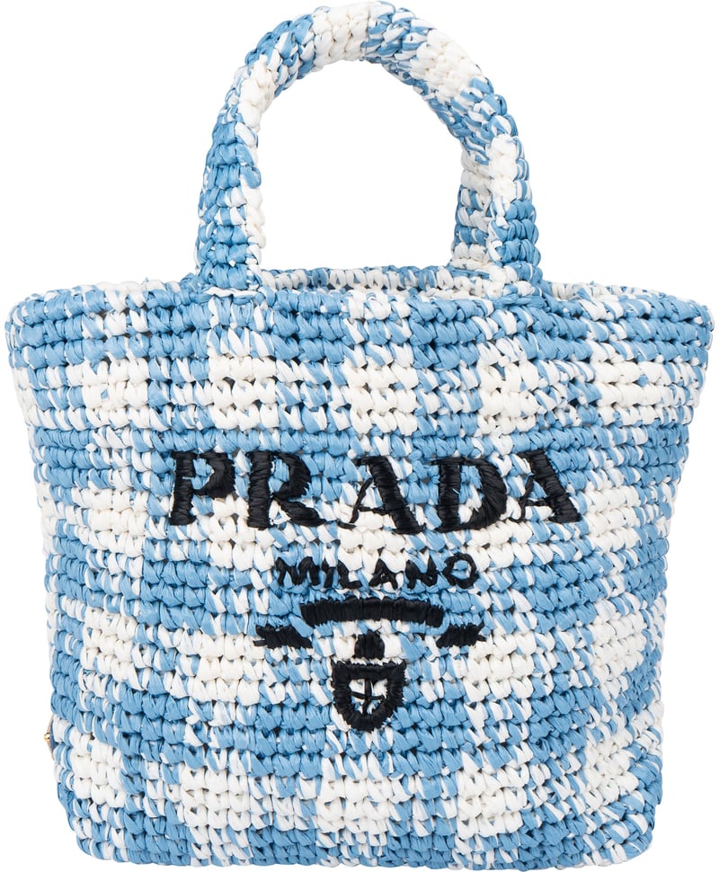 Prada Blue Gaufre Raffia Handbag