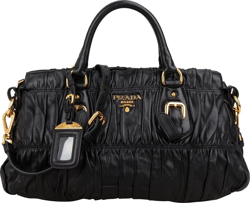 Prada Matelassé Nappa Gaufre Leather Bauletto Satchel Handbag
