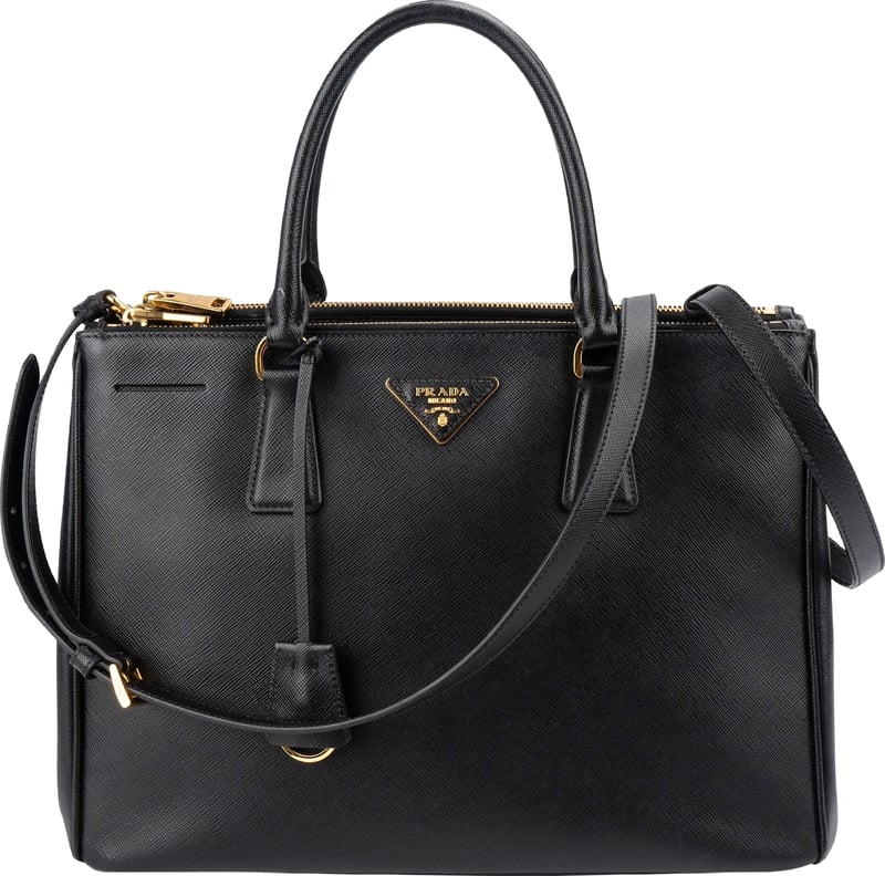 Prada Black Saffiano Metal Leather Large Galleria Handbag