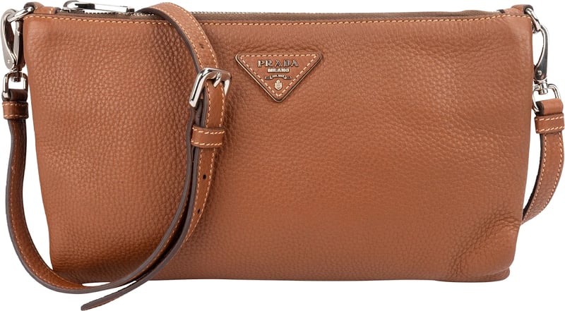 Prada Brown Vitello Daino Leather Crossbody Bag
